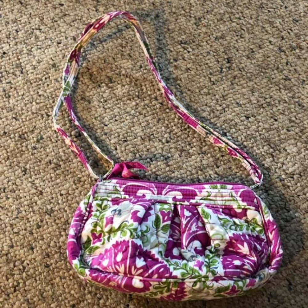 Vera Bradley pink, white and green small crossbody